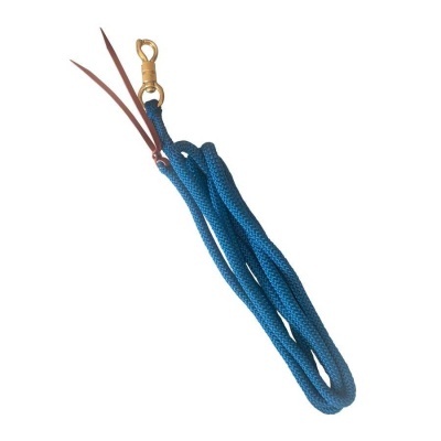 Corda azul trançada com gancho metálico dourado