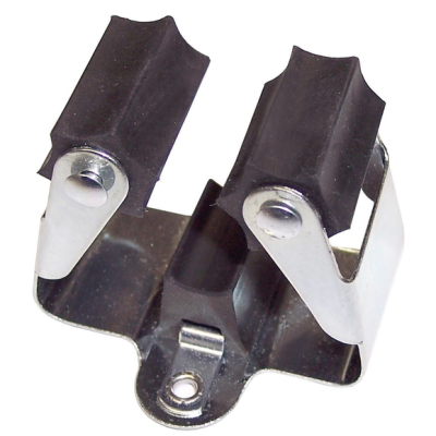 Suporte metálico com presilhas de plástico negro para fixação