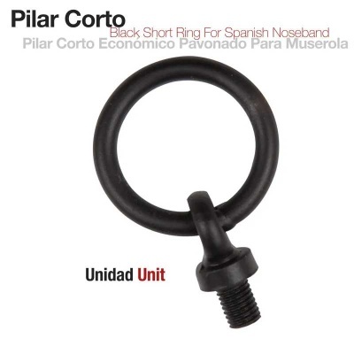 Anel curto preto em metal com rosca para uso em arreio