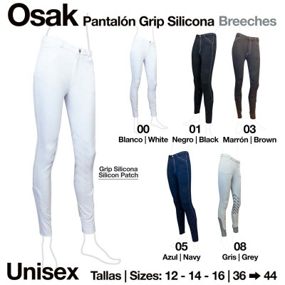 Calças de equitação Osak unissexo em várias cores e tamanhos