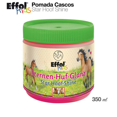 Pomada para cascos Effol Kids Star Hoof Shine com ilustração de cavalos na embalagem