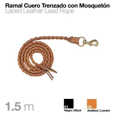 Trela entrelaçada de couro avelã com mosquetão dourado
