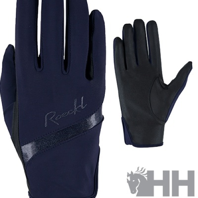 Luvas azuis e pretas com marca Roeckl