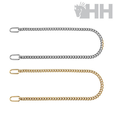 Duas correntes metálicas, uma em prata e outra em dourado, com elos e terminais ovais fechados.