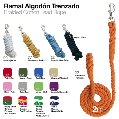 Cordas trançadas de algodão em várias cores com mosquetão e 2 metros indicado
