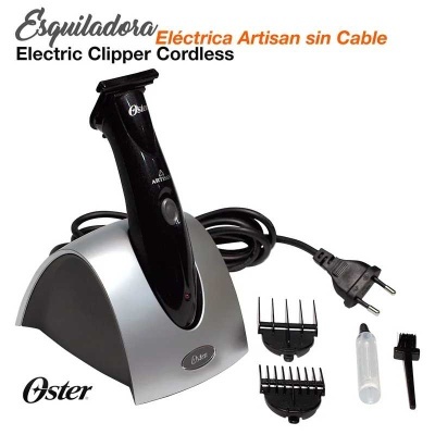 Máquina de cortar cabelo sem fios Oster com acessórios e suporte
