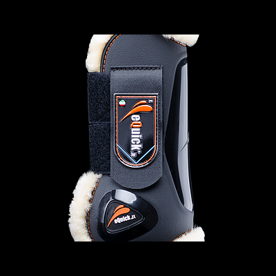 Protector eQuick Jr preto com felpudo bege e faixa de velcro