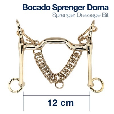 Bocado de equitação Sprenger Doma dourado com corrente e medida 12 cm
