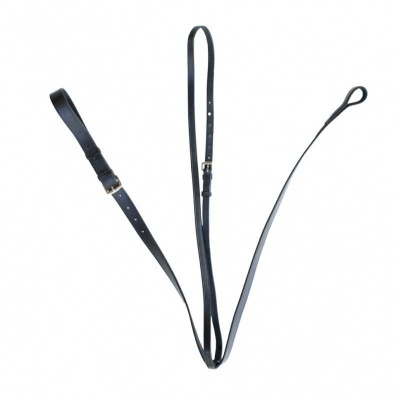 Trela de couro preta ajustável com fivela e argola