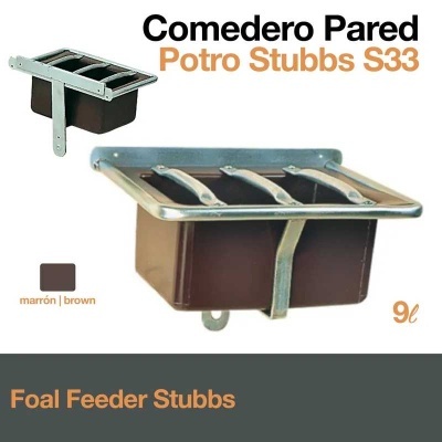 Comedouro de parede Potro Stubbs S33 cor castanha com estrutura metálica