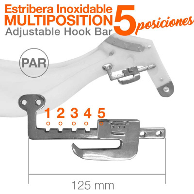 Gancho ajustável em aço inoxidável com 5 posições para estribos