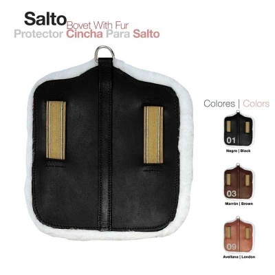 Protector para cincha de salto com pele em três cores e interior branco