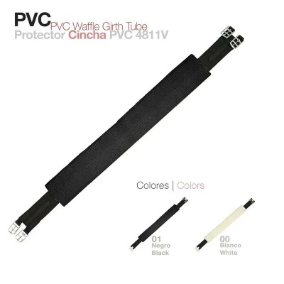Faixa de proteção para cernelha em PVC com fechos metálicos, nas cores preto e branco