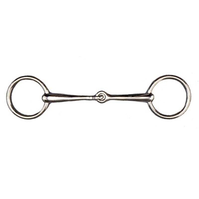 Freio de cavalo em metal prateado com duas argolas