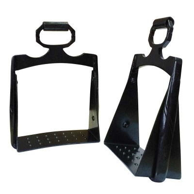 Par estribos de equitação em metal preto brilhante