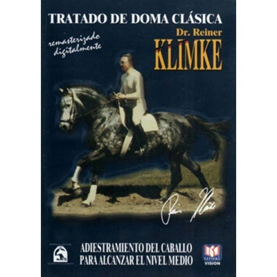 Capa de livro sobre doma clássica com cavalo e cavaleiro