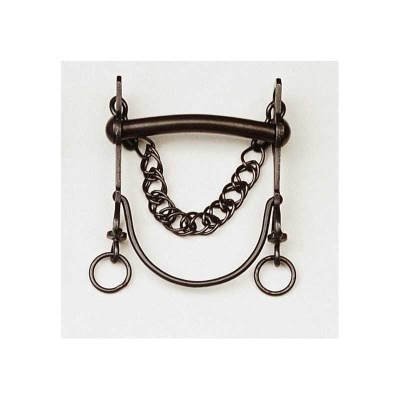 bridão metálico escuro com correntes e argolas