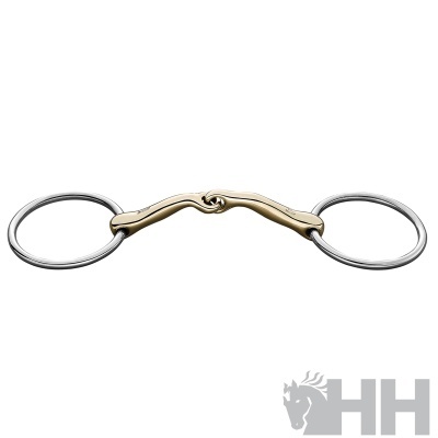 Freio de embocadura para cavalo em aço inoxidável e metal dourado