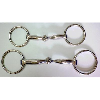 Dois bocal horse bits metálicos prateados com anéis circulares