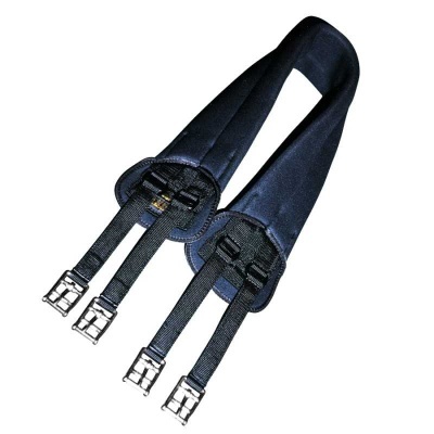 Tiras azuis escuras com fivelas metálicas prateadas
