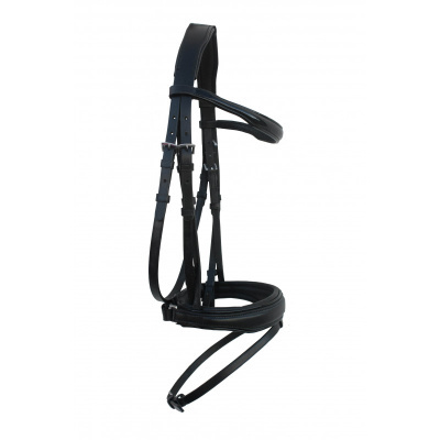 Bridão de cavalo em couro preto com acolchoamento