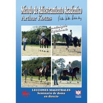 Capa de livro azul com texto e quatro fotos de treino de cavalos ao ar livre