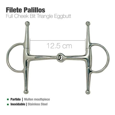 Freio Palillos de aço inoxidável Full Cheek Bit Triangle Eggbutt 12,5 cm