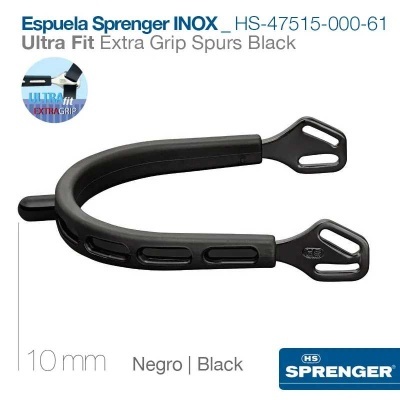 Espuela Sprenger INOX Ultra Fit Extra Grip preta 10 mm