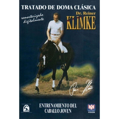 Capa de livro ou DVD com homem montado num cavalo negro em fundo azul escuro, texto em branco e amarelo
