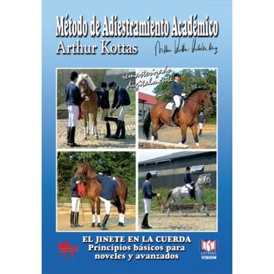 Capa de livro azul com imagens de treino equestre e texto em espanhol e português