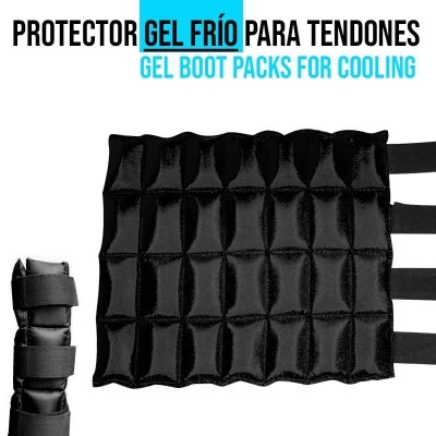 Protetor de gel frio preto para tendões com tiras de velcro