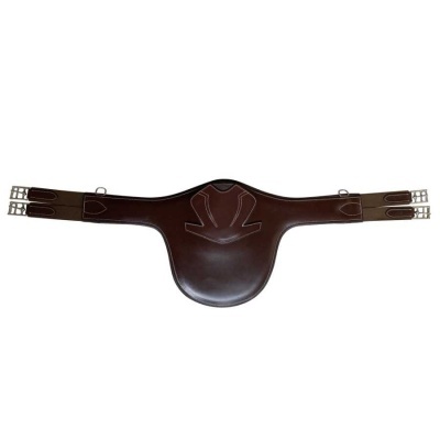 Cinturão abdominal em pele castanha escura com fivelas metálicas prateadas