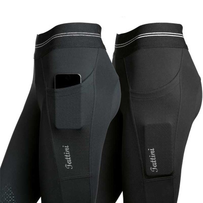 Leggings pretas com bolso lateral e cós elástico