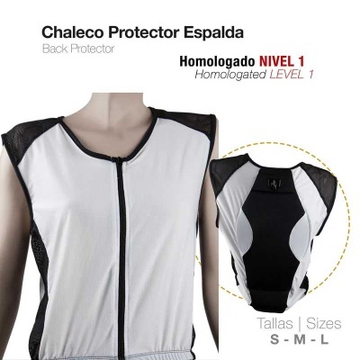 Chaleco Protector de Espalda branco e preto com fecho frontal