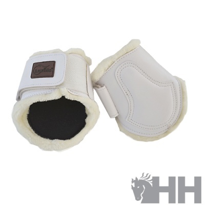 Botas protetoras brancas para cavalo com interior forrado e fecho de velcro