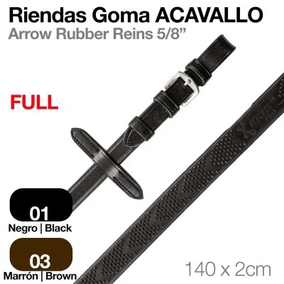 Rendas de borracha pretas e castanhas para cavalo ACAVALLO, 140x2cm