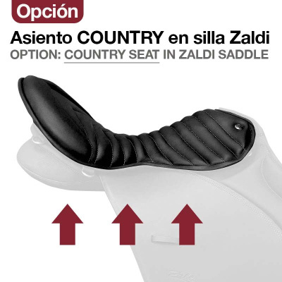 Assento preto para sela Zaldi com textura acolchoada e costuras com sela branca