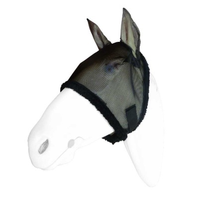 Máscara preta para cavalo com proteção para as orelhas