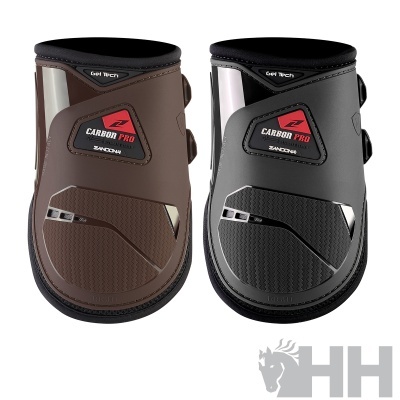 Protetores para equitação castanho e preto com etiquetas Carbon Pro