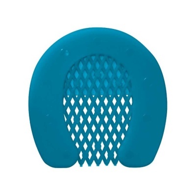 Escorredor de silicone azul para ovos com rede no centro