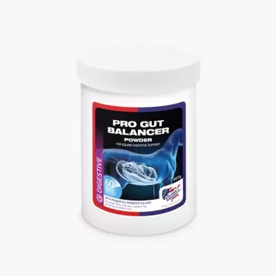 Frasco de suplemento em pó Pro Gut Balancer para suporte digestivo equino