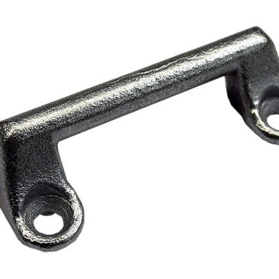 Puxador para mobiliário em metal preto com acabamento texturizado