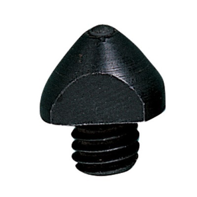 Parafuso preto com cabeça em forma cónica arredondada e rosca