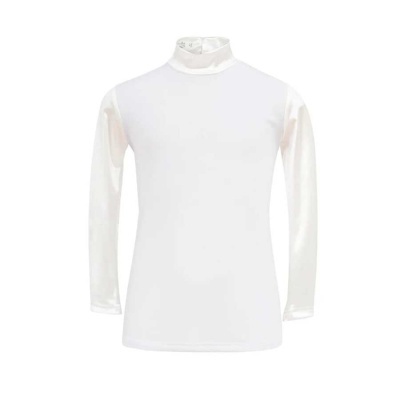 Camisola branca de manga comprida com gola subida e textura suave
