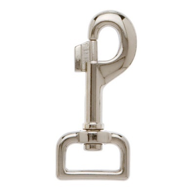 Mosquetão metálico prateado com mola para fixação