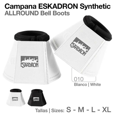 Campana ESKADRON Synthetic ALLROUND Bell Boots branca e preta para cavalo