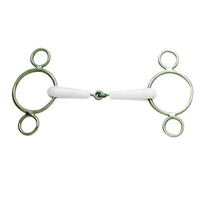 Freio para cavalo em metal com bocal branco