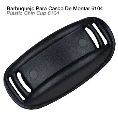 Barbuquejo para capacete preto em plástico com aberturas para ajuste