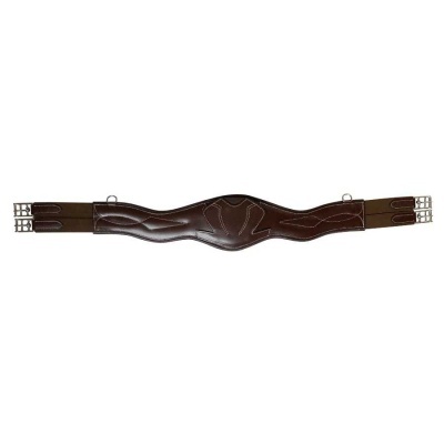 Cinta abdominal em couro castanho com fivelas metálicas