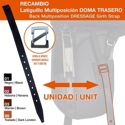 Latiguillo para sela de equitação multiposição em várias cores com fivela destacada